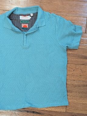Sealskinz Organic Cotton Zip Top UV Protection Turquoise Textured Polo